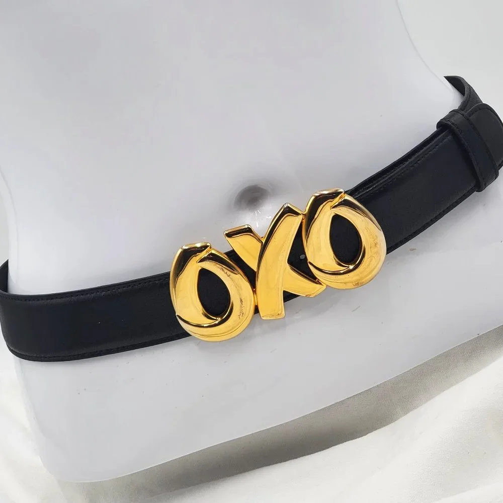 Paloma Picasso OXO Signature Black Leather Belt